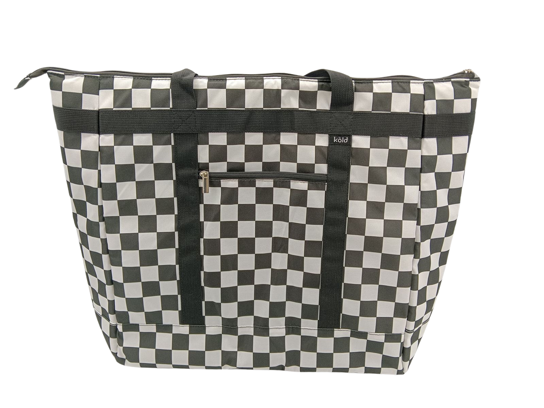 Large Checker Print Cooler Bag Tote