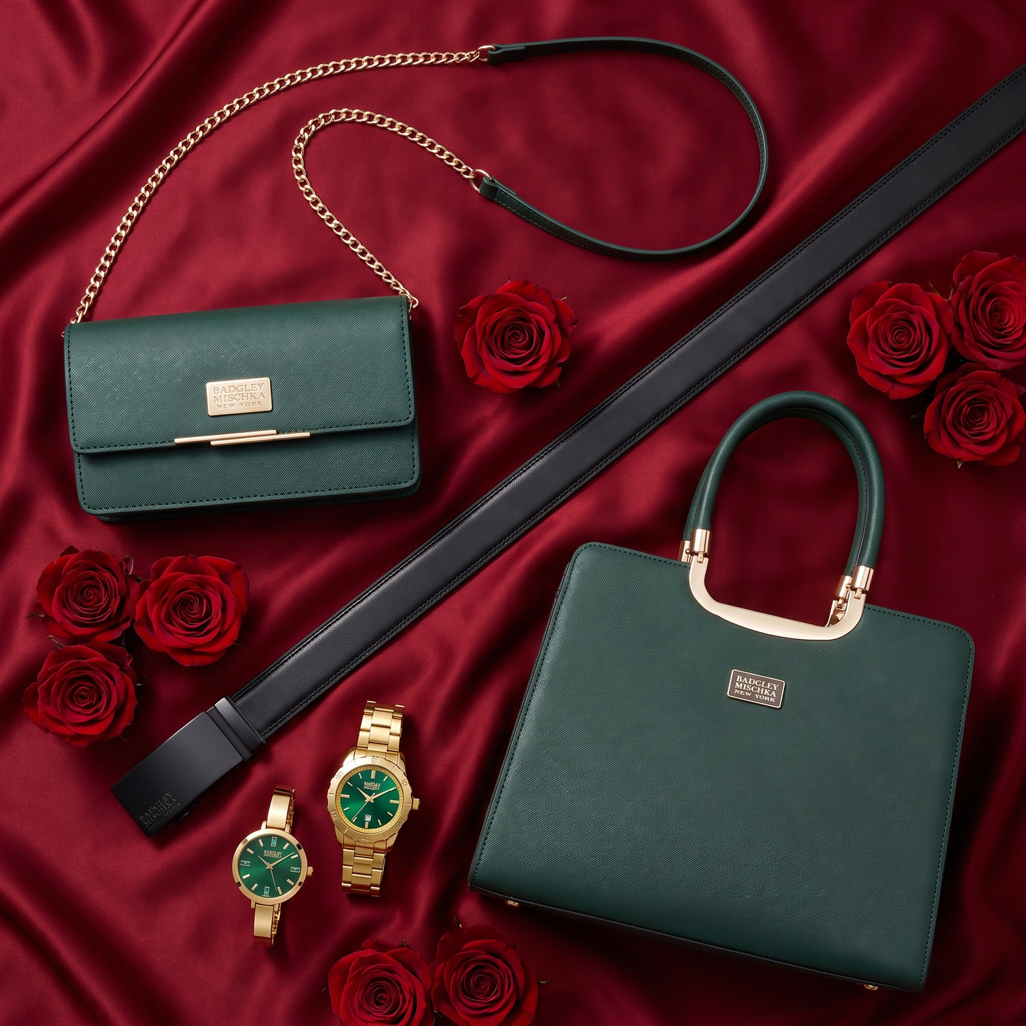The Emerald Saffiano & Watches