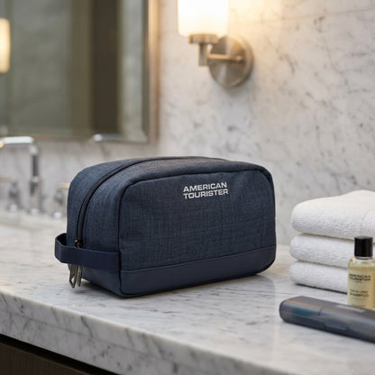 American Tourister x Atley James Toiletry Bag navy - hotel lifestyle