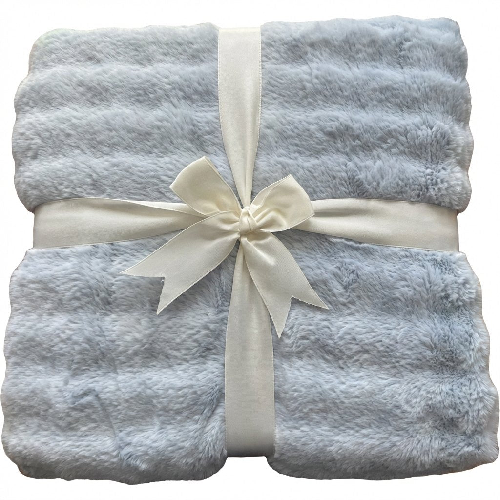 Bubble Faux Rabbit Throw — Badgley Mischka New York bedding (view 2)