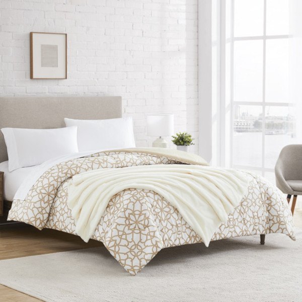The Ultimate Luxury Bedding — White/Tan with Cream Throw — Badgley Mischka New York bedding
