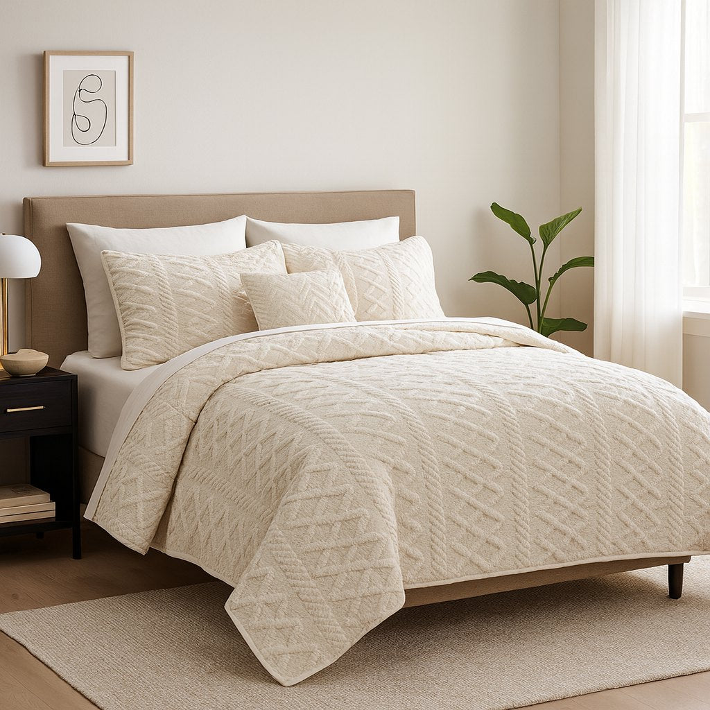 Cozy Sherpa Jacquard — Badgley Mischka New York bedding