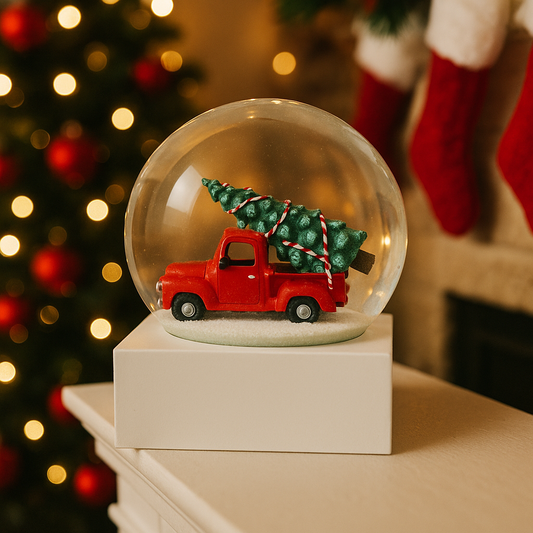RED TRUCK SNOW GLOBE