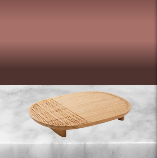 13.58” EMBOSSED BAMBOO SERVING TRAY