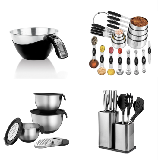 KITCHEN PREP MODERN STAINLESS-STEEL & BLACK