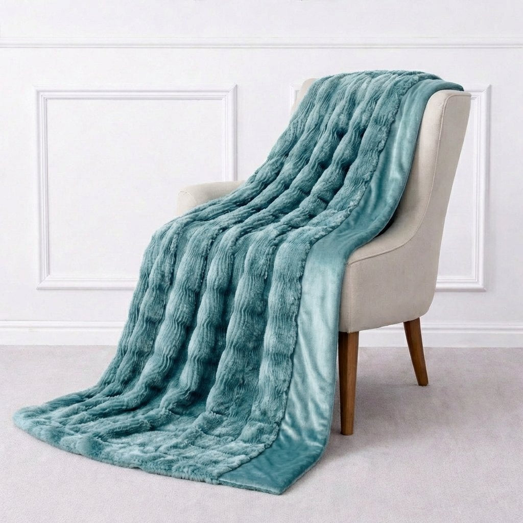 Carved Faux Fur to Flannel Throw — Badgley Mischka New York bedding