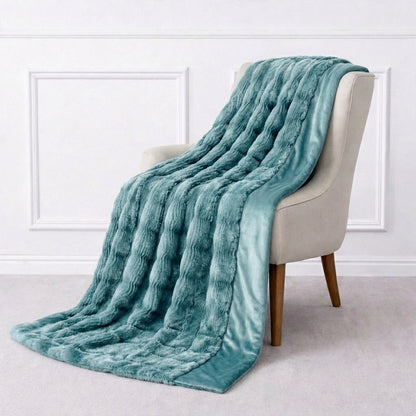 Carved Faux Fur to Flannel Throw — Badgley Mischka New York bedding