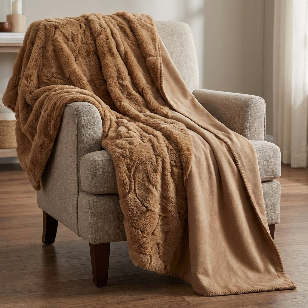 Carved Faux Fur to Mink Throw — Badgley Mischka New York bedding