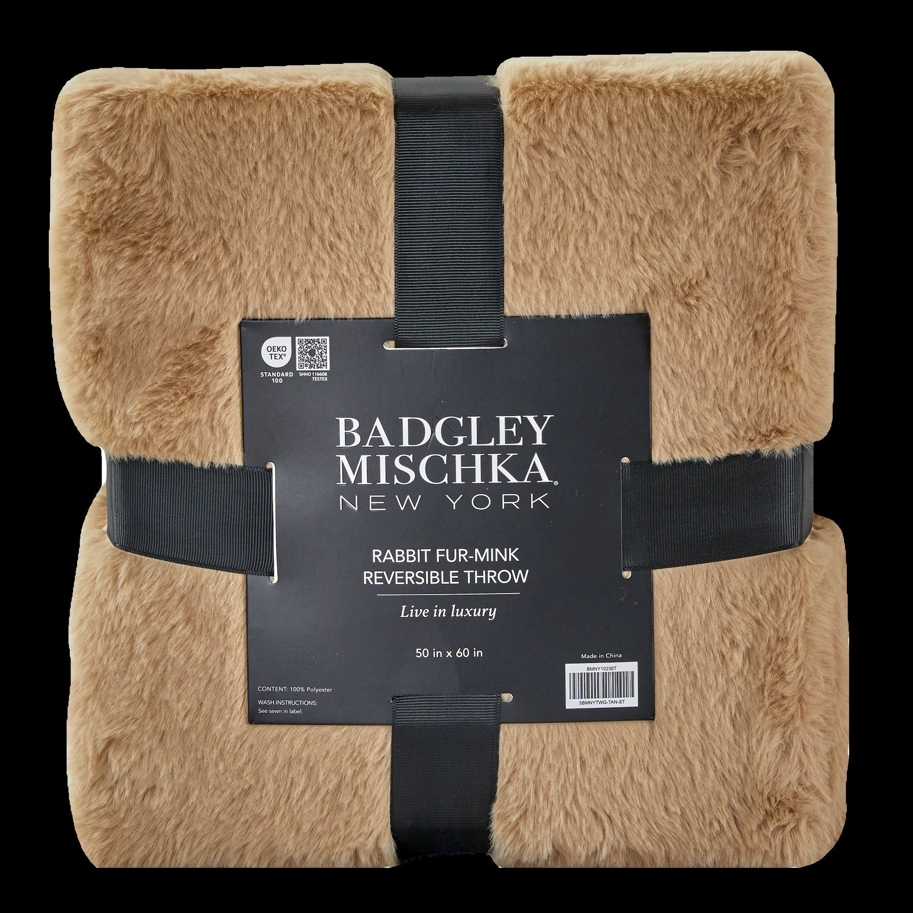 Luxurious in Layers — Sherpa with Tan Throw — Badgley Mischka New York bedding (view 2)