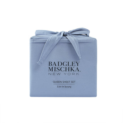 Perfectly Clozy — Celestial Blue with Tan Throw — Badgley Mischka New York bedding (view 3)