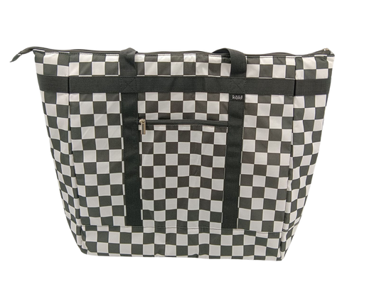 Large Checker Print Cooler Bag Tote