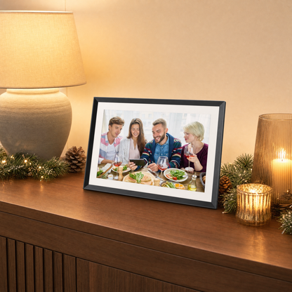 Frameo digital picture frame on console