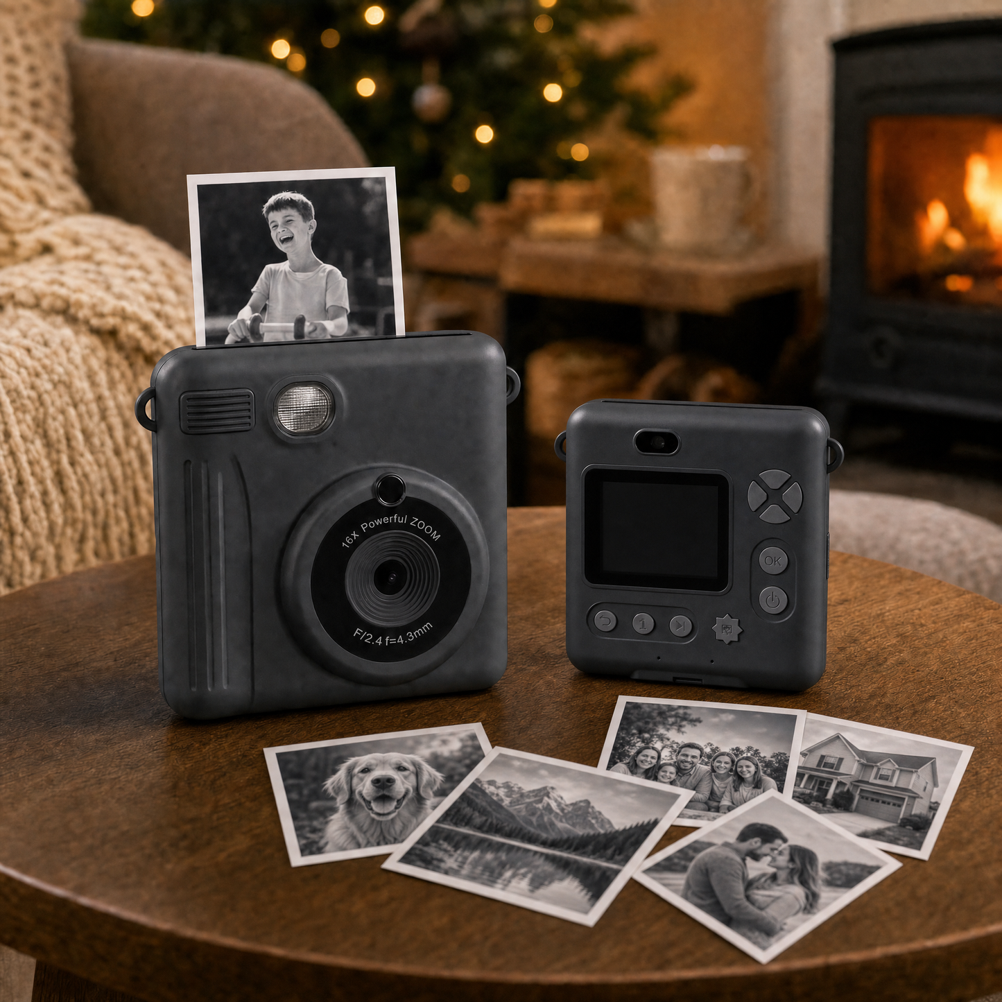 Vivitar instant print camera with printed photos