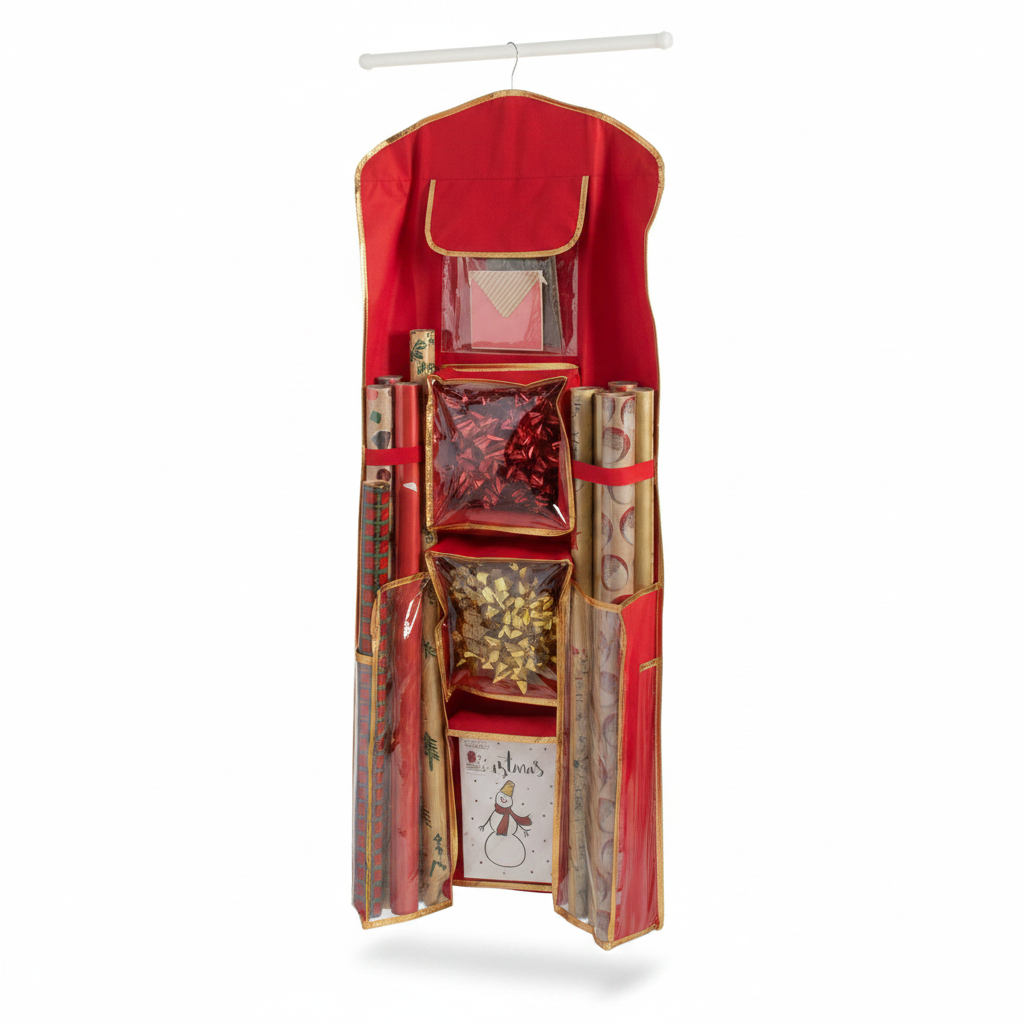 Holiday Hanging Gift Wrap Organizer