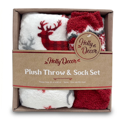 Plush Throw & Sock Gift Set