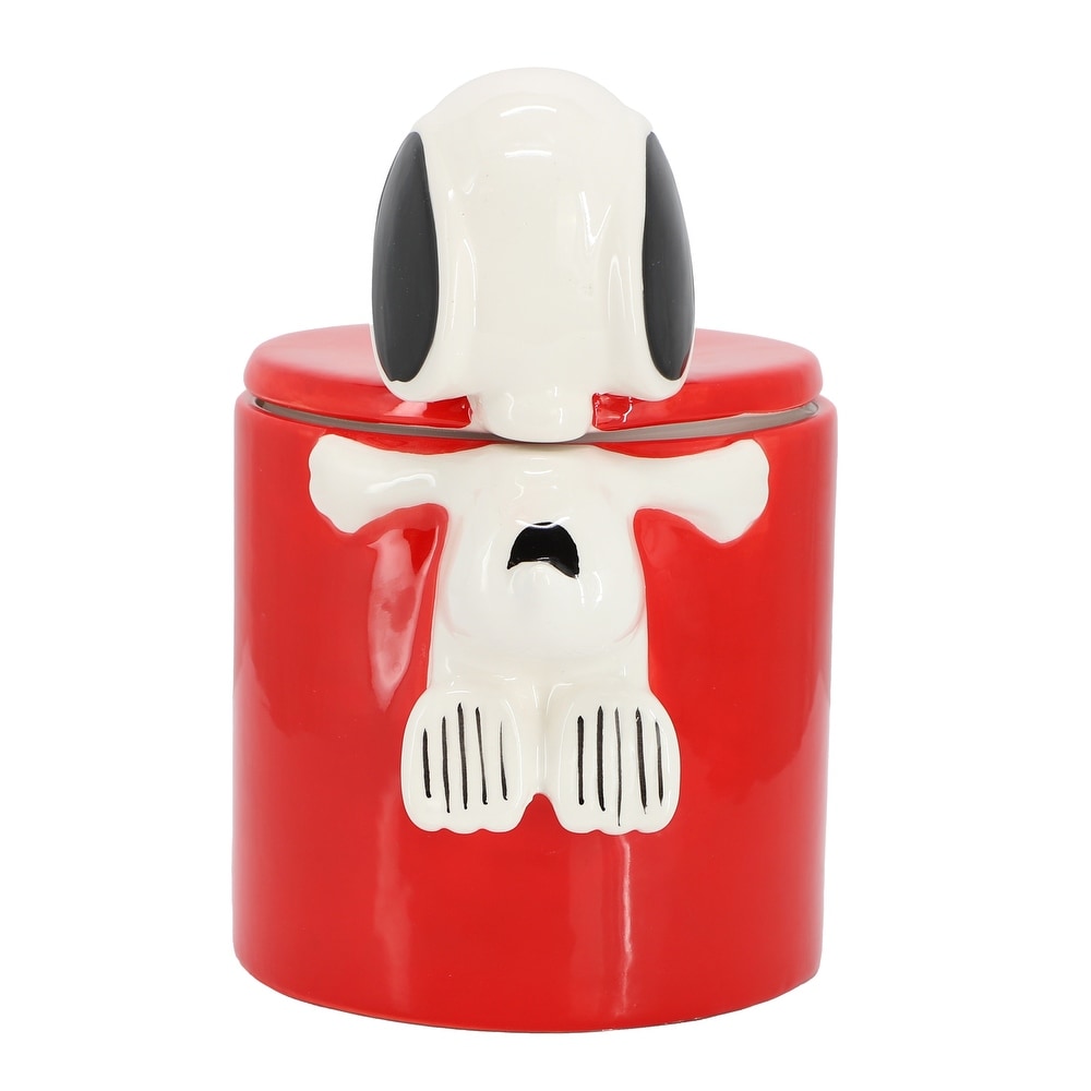 Peanuts Hello Cookies 8.2" Ceramic Snoopy Cookie Jar – Red