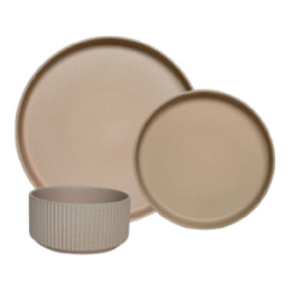 Waveline Ribbed Matte Stoneware 12-Piece Dinner Set – Sand – GPS Virtual Showroom
