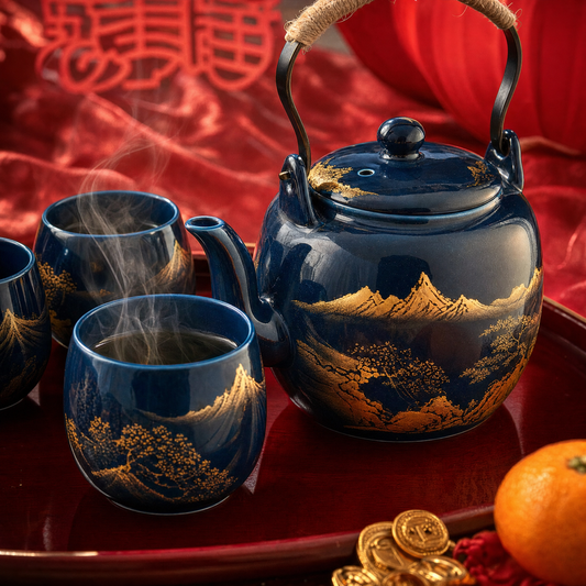 Blue Landscape Tea Set with Tray - Lunar New Year 2026